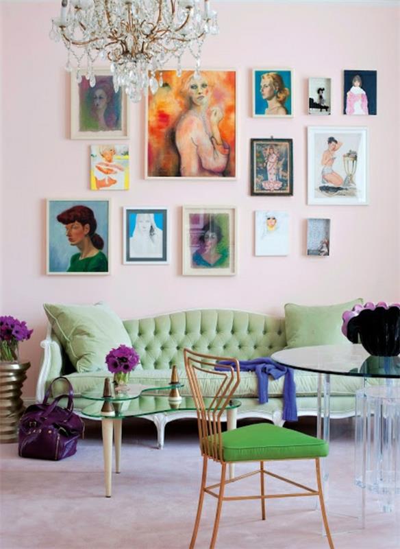 Πράσινοι κρύσταλλοι καναπέδες ζωγραφιές με έντονα χρώματα