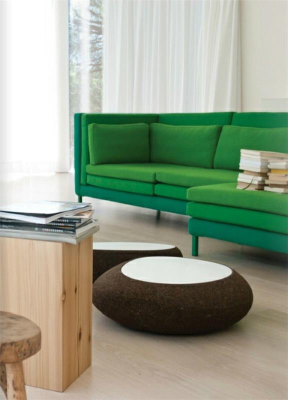 Πράσινοι καναπέδες φωτεινό χρώμα ταπετσαρία