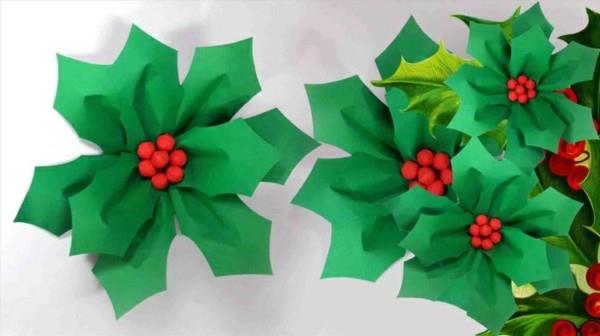 Φτιάξτε πράσινα χριστουγεννιάτικα λουλούδια με χαρτί