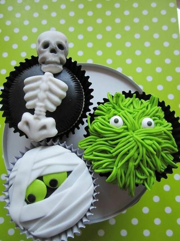 Horror Muffins Απόκριες αρτοσκευάσματα πράσινες Απόκριες συνταγές πάρτι akeήστε cupcakes