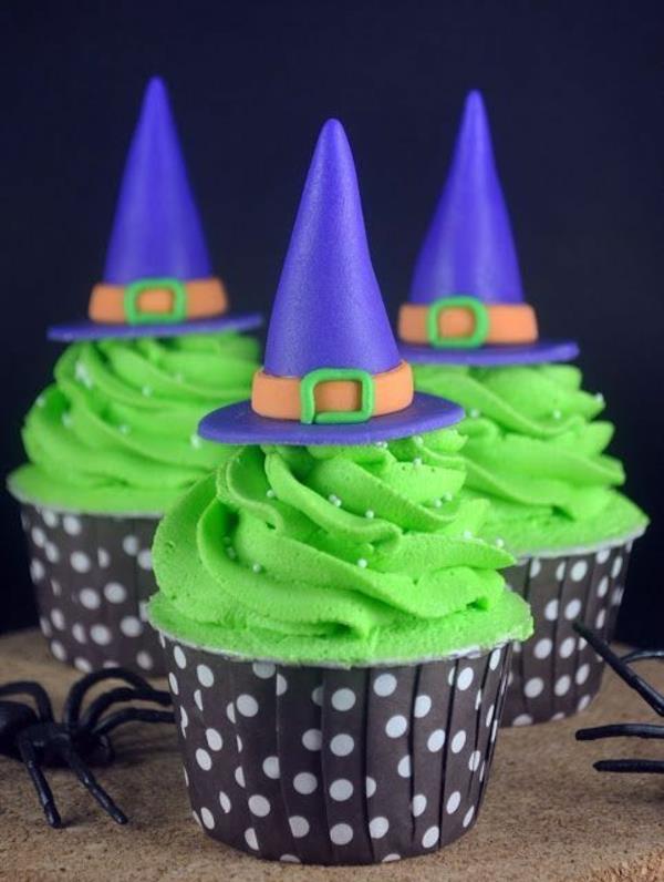 Μάφιν φρίκης αποκριάτικο γλυκό πράσινο cupcakes ψήσιμο καπέλο μάγισσας