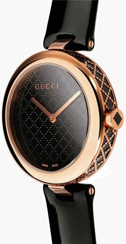Gucci γυναικεία ρολόγια κομψό σχεδιασμό δερμάτινο ρολόι χειρός γυναικείο μαύρο