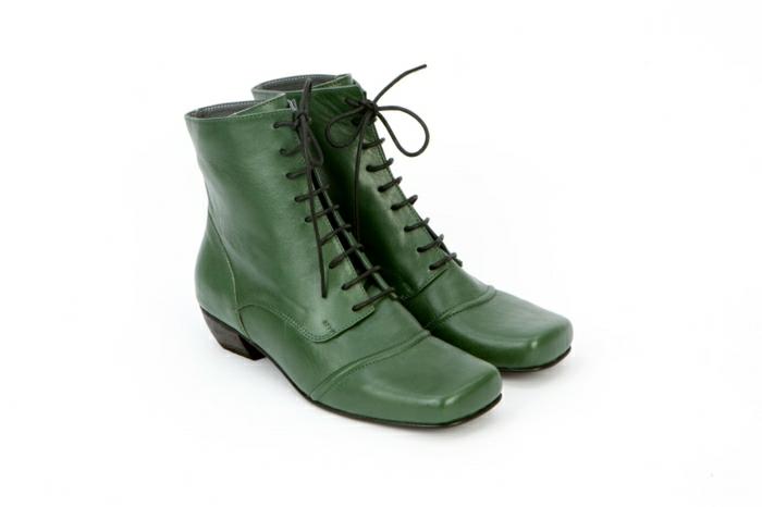 Μποτάκια αστράγαλο γυναικεία μόδα πράσινα τακούνια παπούτσια