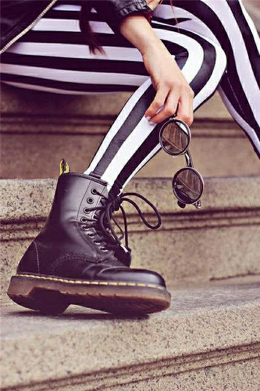 Μποτάκια αστράγαλο γυναικεία μόδα μαύρα παπούτσια grunge πανκ χειμωνιάτικες στολές