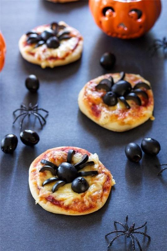 Αποκριάτικα σνακ για παιδιά Quick Finger Food Recipes Mini Pizza Spider Olives