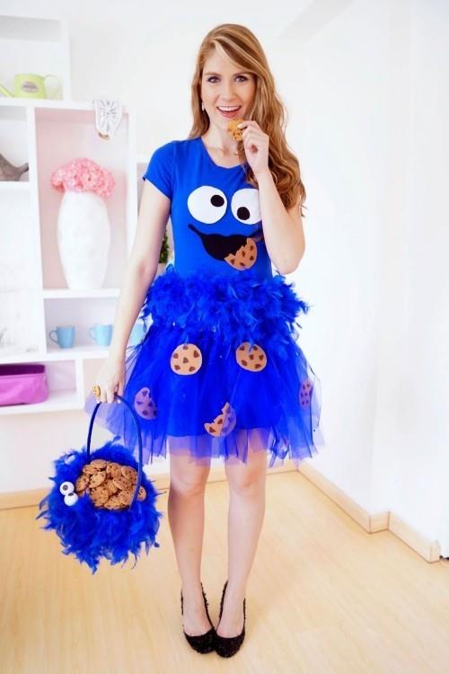 Αποκριάτικες στολές Trick or Treat με μπισκότα μπλε φόρεμα αστείο μοτίβο
