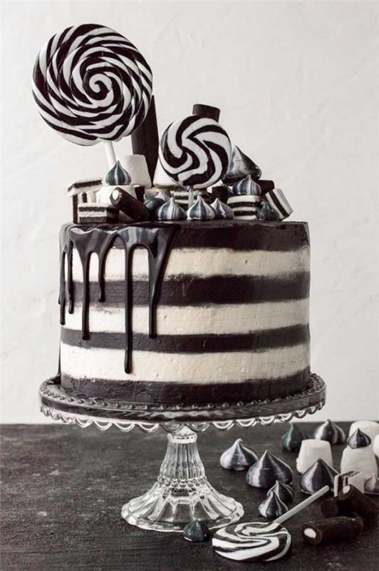 Κέικ αποκριών σε μαύρο λευκό χρώμα
