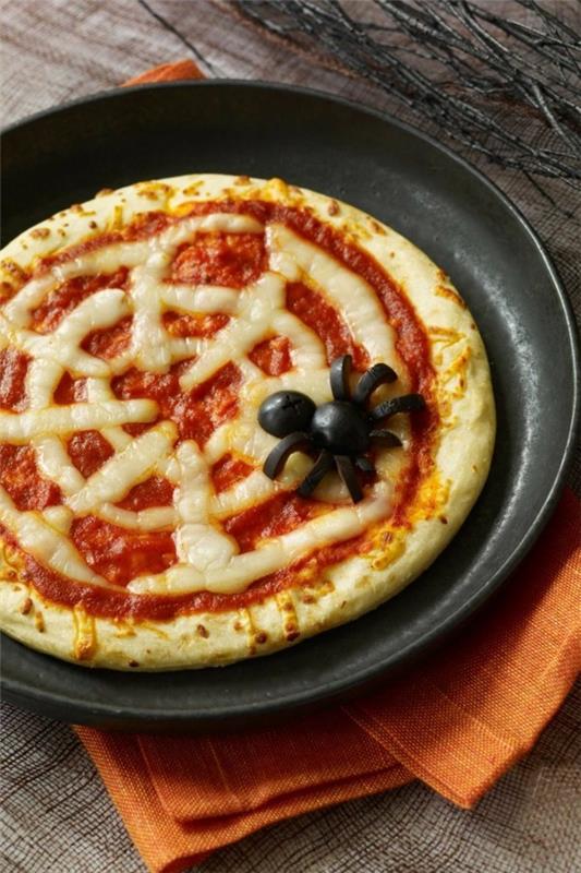 Αποκριάτικα σνακ για παιδιά χορταστικό finger food Margherita pizza spider web