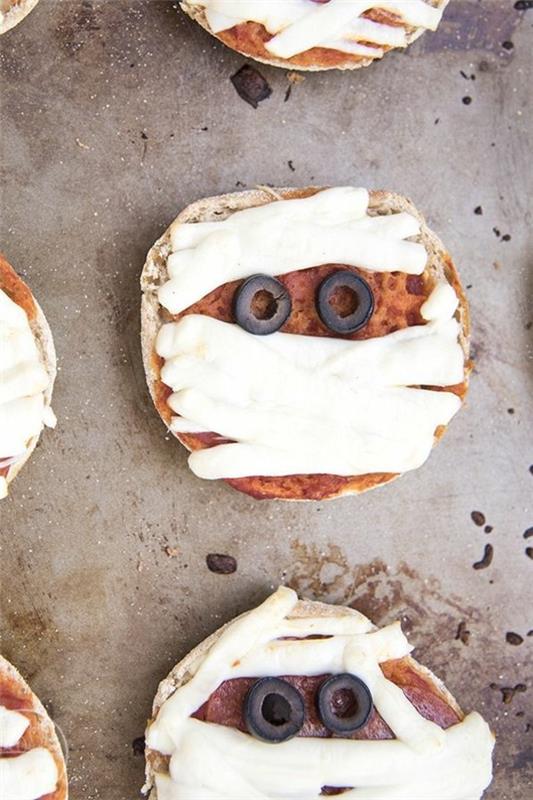 Αποκριάτικα σνακ για παιδιά χορταστικά φαντάσματα πίτσας με φαγητό
