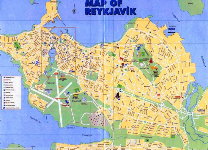 Πρωτεύουσα Ισλανδία Ρέικιαβικ ορόσημα χάρτης της πόλης