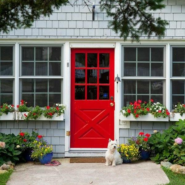 Σπίτι ζωγραφική χρώμα κόκκινο σπίτι πρόσοψη χρώμα χρώμα ιδέες μπροστινή πόρτα κόκκινη μπροστινή πόρτα σχεδιασμός κήπου