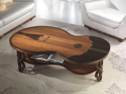 Home bar σε σχήμα τραπέζι σαλονιού κοντραμπάσο από κιθάρα από κεράσι