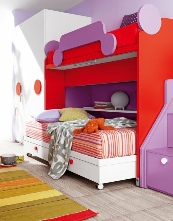 Σοφίτα ντουλάπα παιδικό δωμάτιο κόκκινο μοβ σχέδιο σχεδίου