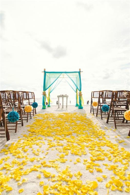 Ιδέες για πάρτι γάμου κίτρινη διακόσμηση γάμου κίτρινα ροδοπέταλα