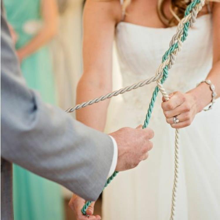 Γάμος εορτασμός παράδοση μέντας πράσινο σχοινί ύφανσης Φτιάξτε μόνοι σας διακοσμήσεις γάμου