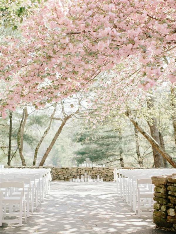 Ιδέες γαμήλιου πάρτι ροζ ρομαντική διακόσμηση γαμήλιων ανοιξιάτικων δέντρων