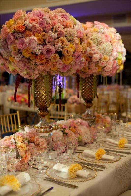 λουλούδια φωτισμού υψηλής γυαλάδας μεγάλη διακόσμηση τραπεζιού γάμου