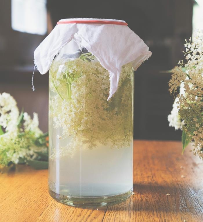 Πανί μπουκάλι σιρόπι συνταγής Elderflower