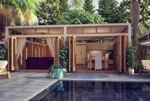 Ξύλινη μπανγκαλόου ξύλο και ξύλινα σπίτια προκατασκευασμένη πισίνα σπιτιών
