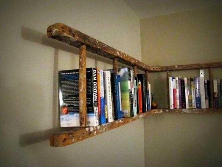 Ξύλινη σκάλα DIY έπιπλα Ξύλινη ράφι βιβλίων σκάλας φτιάξτε μόνοι σας