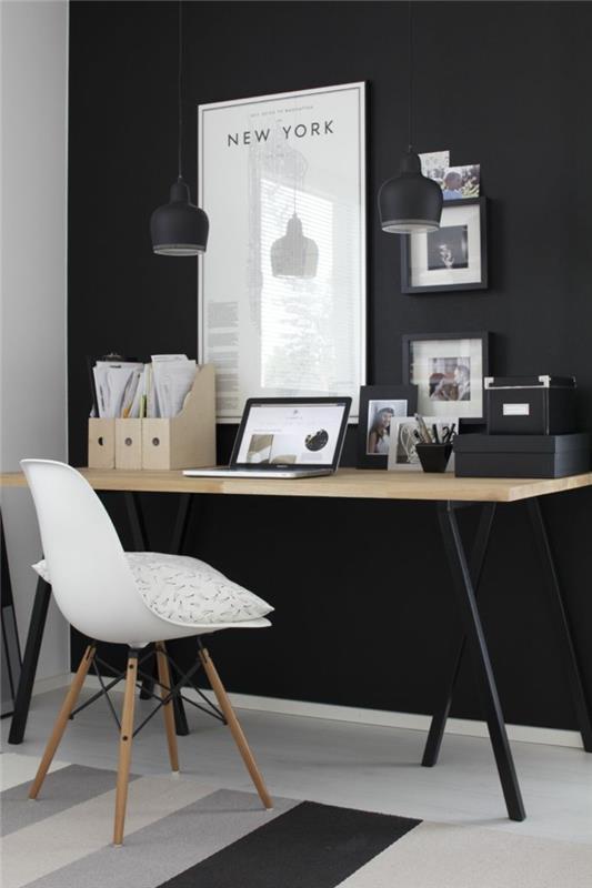 Οικιακό γραφείο στήσιμο μικρού χρώματος τοίχου γραφείου μαύρο
