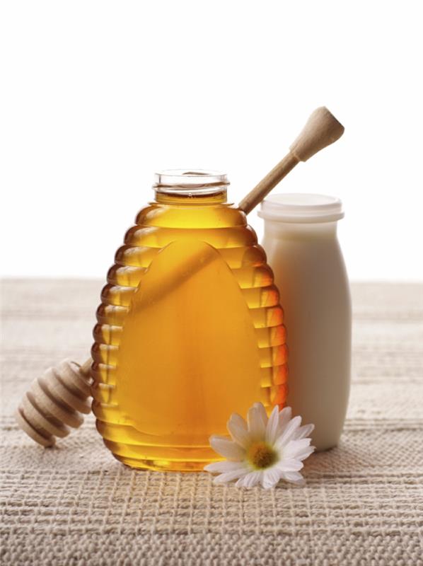 Μέλι υγιές γάλα με μέλι ποτό μέλι εφέ