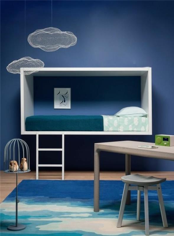 Ιδέες για δημιουργικό σχεδιασμό τοίχων με χρώμα βαφή τοίχου παιδικού δωματίου μπλε