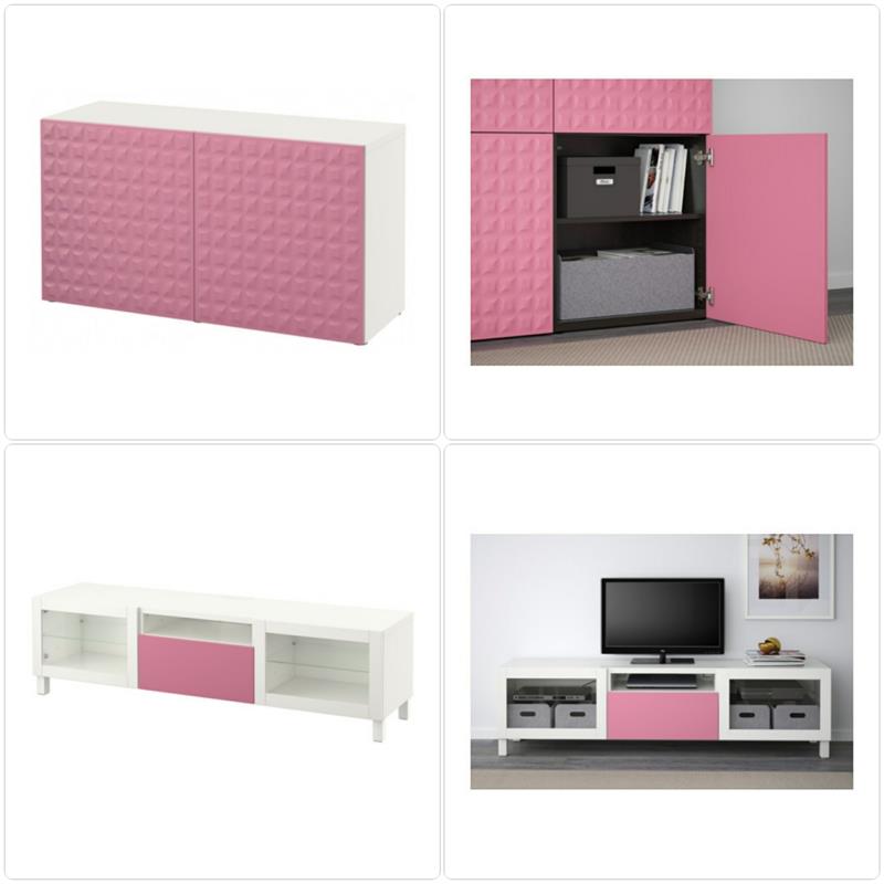 Ντουλάπα Ikea Besta ροζ Μπουφές με έπιπλα τηλεόρασης Ikea