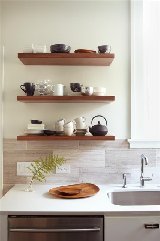 Ikea ράφια ιδέες επίπλωσης ξύλου ράφι κουζίνας τοίχου