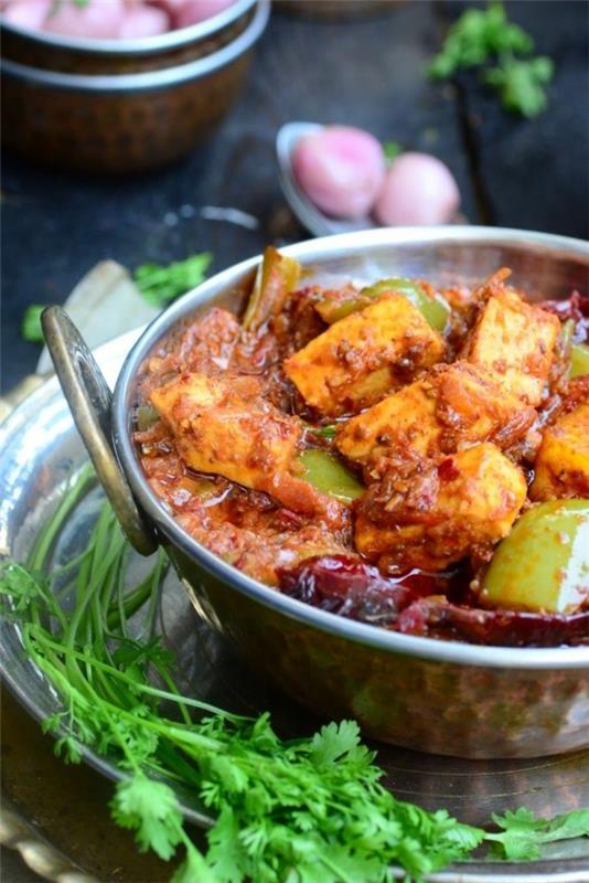 Ινδικό μαγείρεμα ινδικό φαγητό Karahi paneer