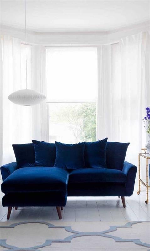 Εσωτερικός σχεδιασμός σκούρο μπλε ιδέα καναπές ρετρό
