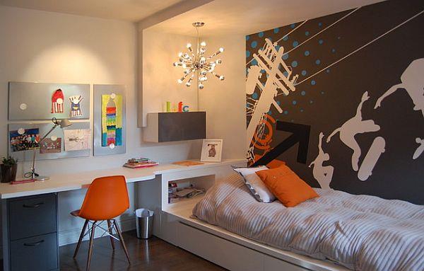 Καινοτόμες ιδέες σχεδιαστών για παιδικό δωμάτιο teeanger πορτοκαλί λεπτομέρειες