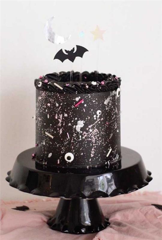 Έμπνευση μαύρο Halloween Torzen με μικρές λεπτομέρειες Απόκριες τούρτα