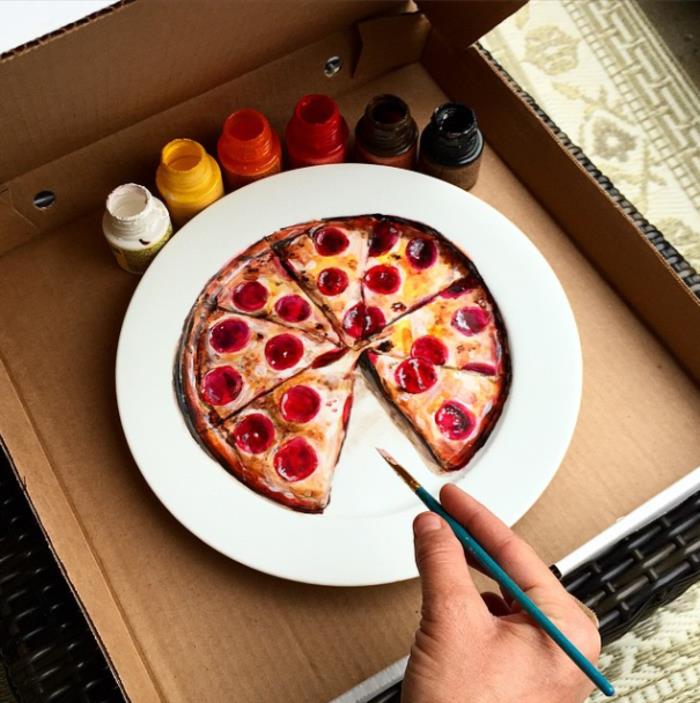 Ζακλίν Πουαριέ πλάκα πίτσα πιτσαρία ζωγραφική από πορσελάνη