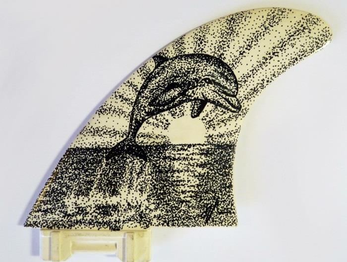 Jarryn Dower Art and Design παλιά δελφίνια ζωγραφικής σανίδας του σερφ