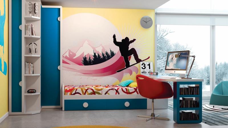 Ιδέες για νεανικό δωμάτιο Έπιπλα δωματίου Νέων δημιουργικό σχεδιασμό τοίχων αγόρια