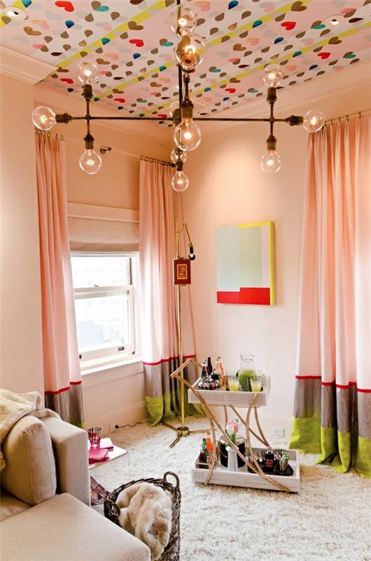 μοντέρνο ροζ νεανικό δωμάτιο και σαλόνι για εφήβους