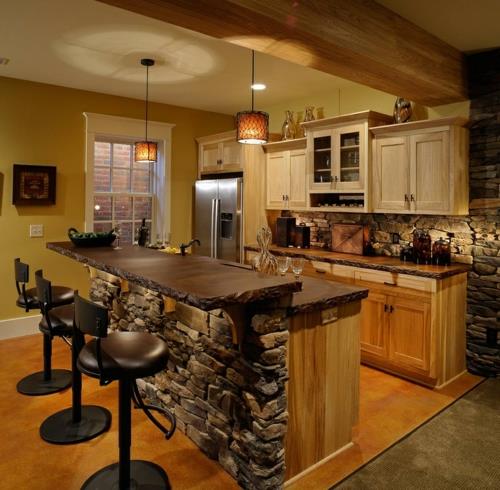 Εξοχικό στυλ σχεδιασμού κουζίνας ντουλάπι κουζίνας από φυσική πέτρα