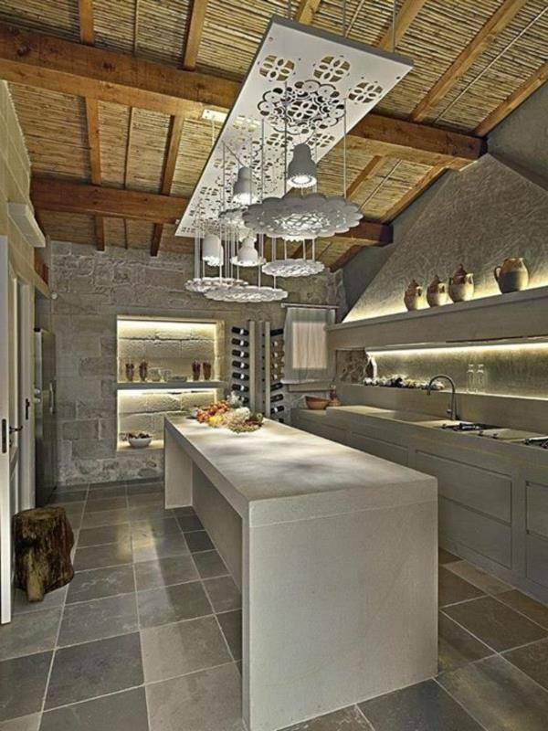 Η κουζίνα σχεδιάζει κρεμαστά φωτιστικά σχεδιασμένα από φυσική πέτρα