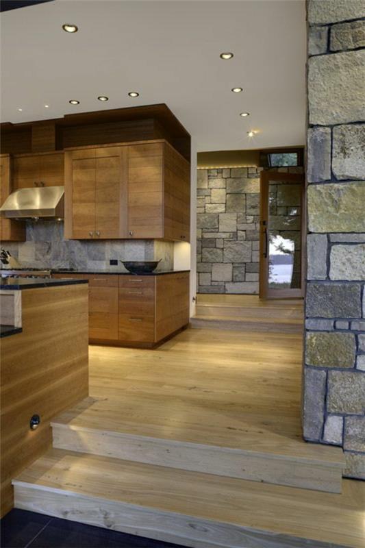 Σχέδια κουζίνας με ανοιχτό χώρο από φυσική πέτρα