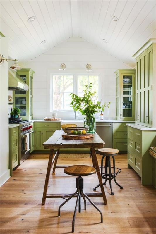 Ιδέες σχεδιασμού κουζίνας παστέλ πράσινο χρώμα ξύλου