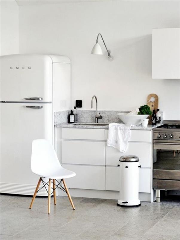 ιδέες σχεδιασμού κουζίνας ρετρό ψυγείο smeg λευκό