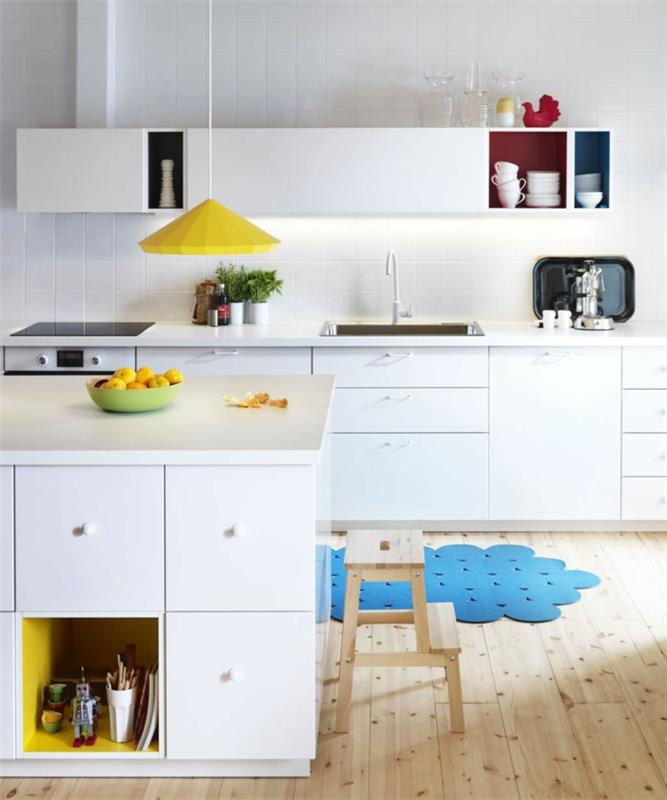 Σχεδιασμός κουζίνας Ikea κουζίνες ξύλο λευκό μοντέρνο κίτρινο