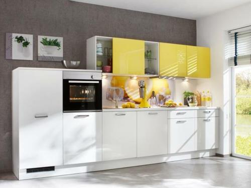 εγκαταστήστε πίσω τοίχο κουζίνας κίτρινα μοτίβα φρέσκια άνοιξη