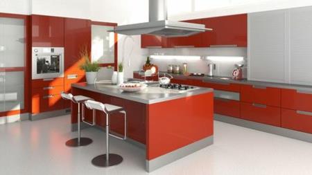 Τάσεις της κουζίνας της κόκκινης κουζίνας 2014 σχεδιασμός μοντέρνος