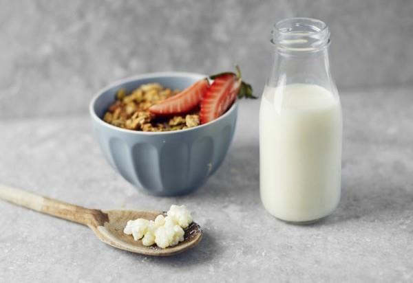 Κεφίρ υγιεινό γάλα πιείτε γάλα κεφίρ προβιοτικά τρόφιμα μανιτάρια κεφίρ