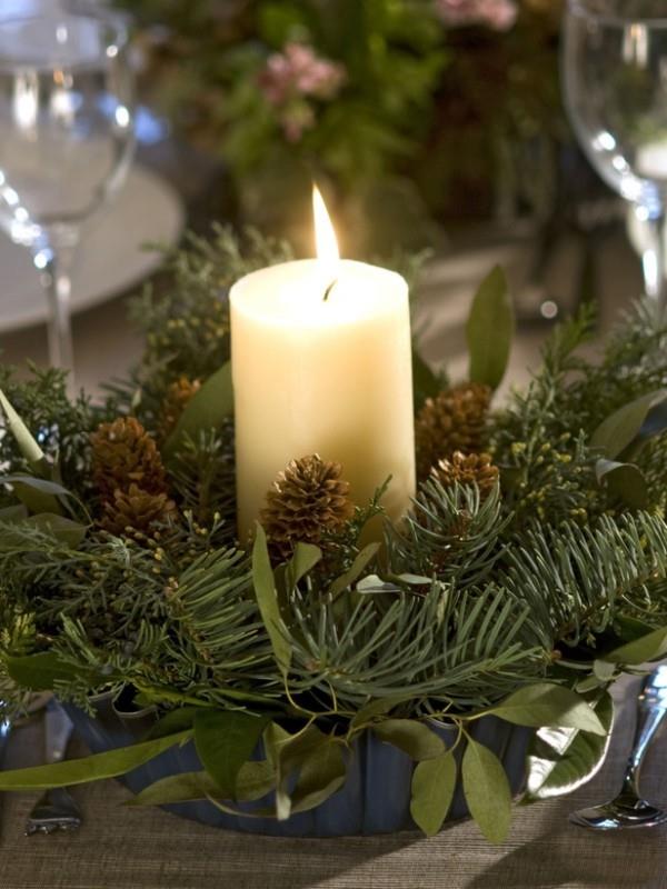 Διακοσμήστε κεριά - κωνοφόρες ιδέες χριστουγεννιάτικη διακόσμηση