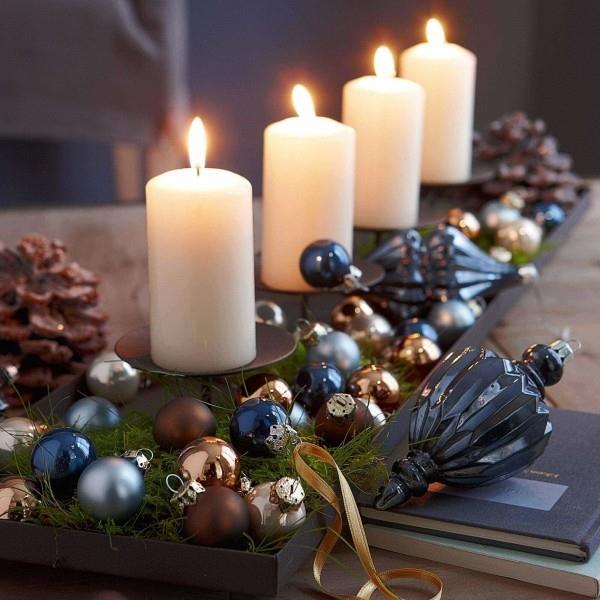 Διακοσμήστε κεριά - υπέροχες χριστουγεννιάτικες μπάλες σε μπλε χρώμα
