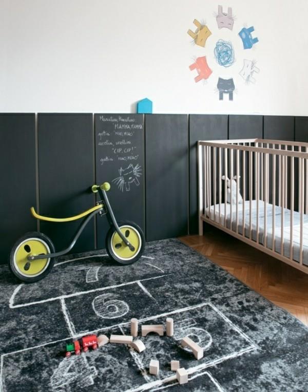 Παιδικό δωμάτιο πάτωμα μαυροπίνακα βαφή δημιουργικό σχεδιασμό τοίχου αλουμινόχαρτο