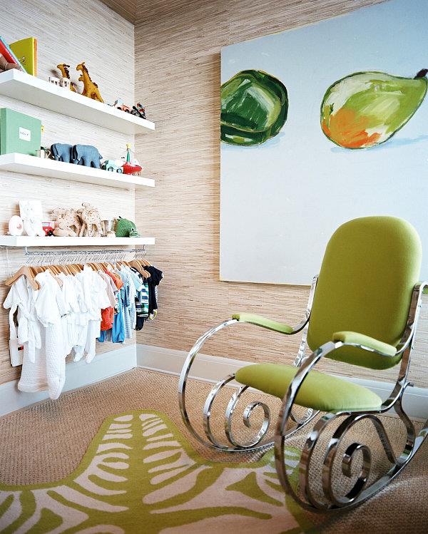 Διακόσμηση παιδικού δωματίου με ένα ιδιότροπο χαλί κουνιστή καρέκλα μέταλλο